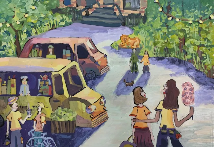 Соколовская Арина, 14 лет, Прогулка с мамой по парку, пр.Домашонкина Е.И., МБУДО ДХШ Весна г.Бердск