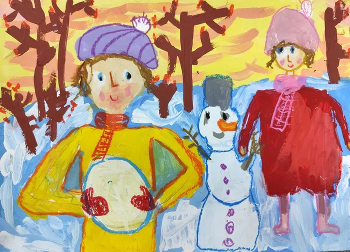 Лукьянова Полина, 6 лет, С мамой лепим снеговика, пр.Тыщенко Е.С., МБУДО ДХШ Весна г.Бердск