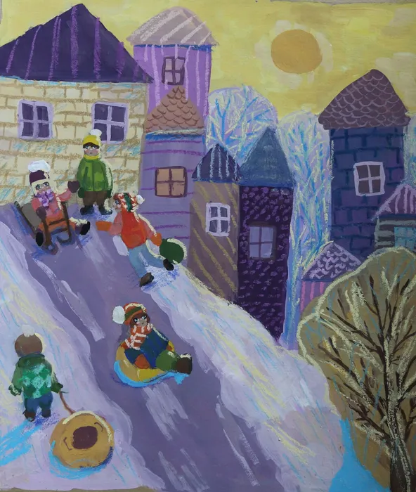 Иванова Анна, 12 лет, Зимние радости, преподаватель Домашонкина М.В., МБУДО ДХШ Весна г.Бердск